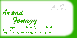 arpad fonagy business card